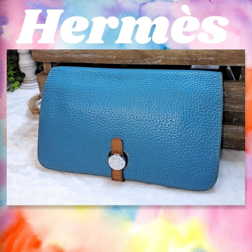 Authentic HERMES Dogon Togo Leather Long Bifold Wallet Excellent conditi… - Picture 1 of 17